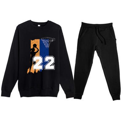 Retro No 22 Woman Basketball Grunge Jersey Premium Crewneck Sweatsuit Set