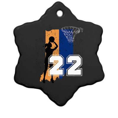 Retro No 22 Woman Basketball Grunge Jersey Ceramic Star Ornament