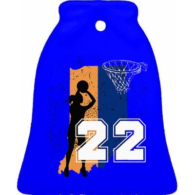 Retro No 22 Woman Basketball Grunge Jersey Ceramic Bell Ornament