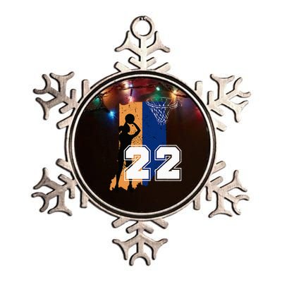 Retro No 22 Woman Basketball Grunge Jersey Metallic Star Ornament