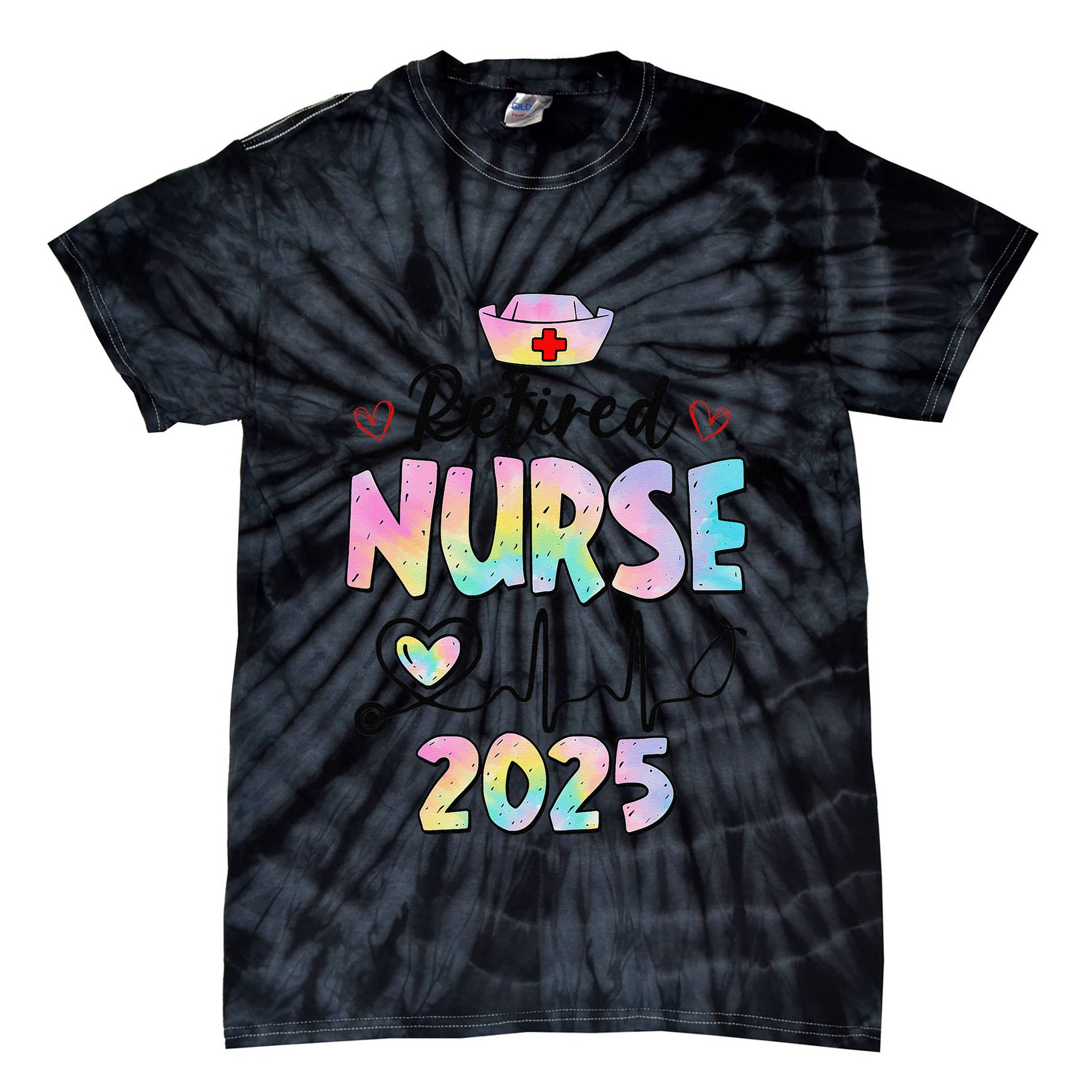 Retired Nurse 2025 Retirement Nurse Est 2025 Nursing Tie Dye Tie-Dye T-Shirt