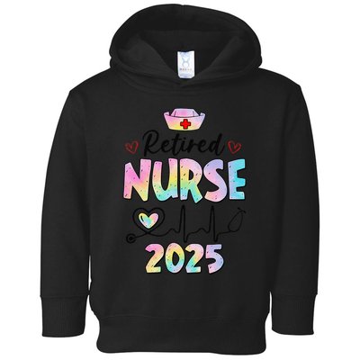 Retired Nurse 2025 Retirement Nurse Est 2025 Nursing Tie Dye Toddler Hoodie