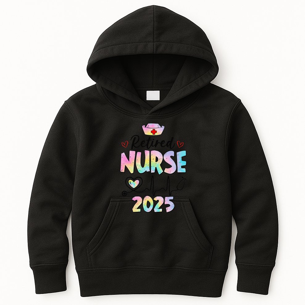 Retired Nurse 2025 Retirement Nurse Est 2025 Nursing Tie Dye Kids Hoodie