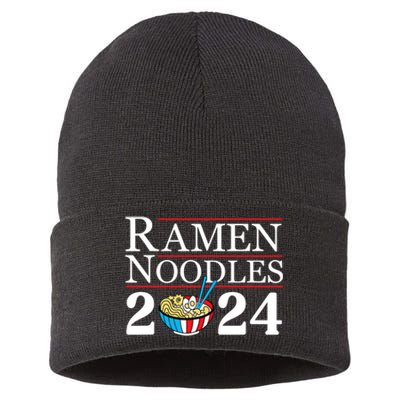 Ramen Noodles 2024 Funny Political Election Sarcastic Sustainable Knit Beanie