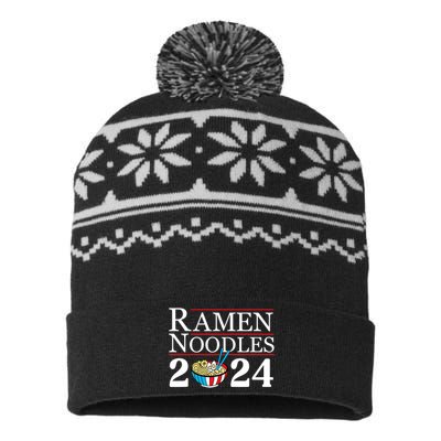 Ramen Noodles 2024 Funny Political Election Sarcastic USA-Made Snowflake Beanie