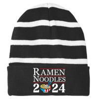 Ramen Noodles 2024 Funny Political Election Sarcastic Striped Beanie with Solid Band