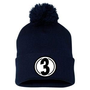 Racing Number 3 Pom Pom 12in Knit Beanie