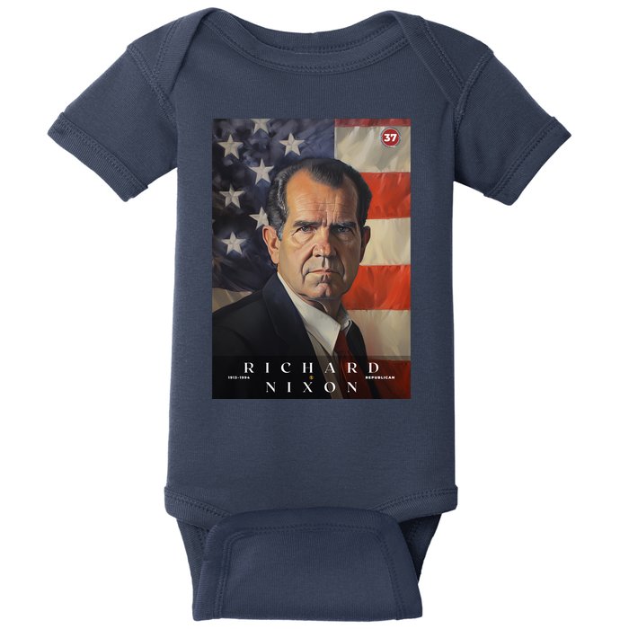 Richard Nixon 37th President Of The United States Portrait Baby Bodysuit
