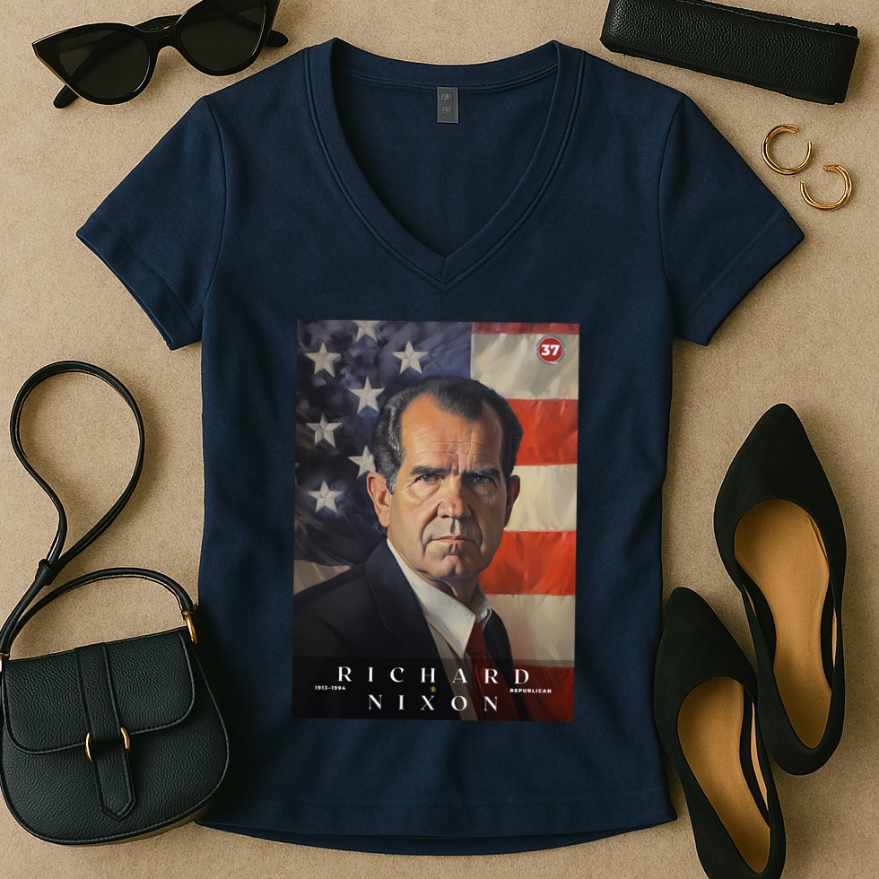 Richard Nixon 37th President Of The United States Portrait Women's V-Neck T-Shirt