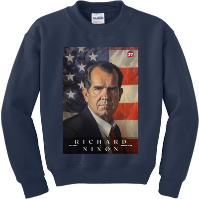 Richard Nixon 37th President Of The United States Portrait Kids Sweatshirt