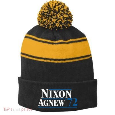 Richard Nixon 72 Retro Stripe Pom Pom Beanie