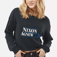 Richard Nixon 72 Retro Cropped Pullover Crew