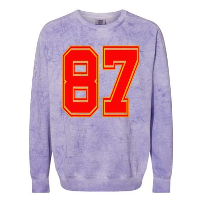 Red Number 87 White Yellow Football Basketball Soccer Fans Colorblast Crewneck Sweatshirt