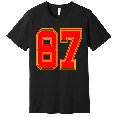 Red Number 87 White Yellow Football Basketball Soccer Fans Premium T-Shirt