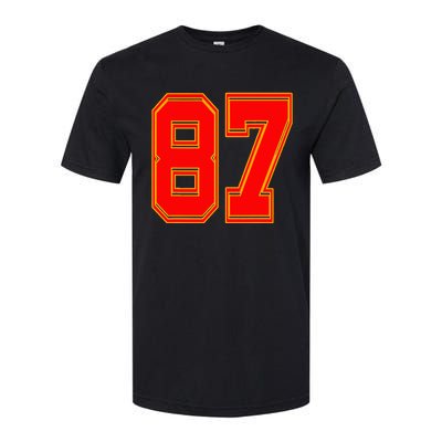 Red Number 87 White Yellow Football Basketball Soccer Fans Softstyle® CVC T-Shirt