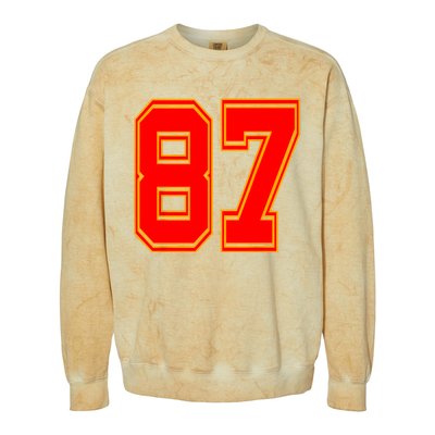 Red Number 87 White Yellow Football Basketball Soccer Fans Colorblast Crewneck Sweatshirt