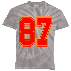 Red Number 87 White Yellow Football Basketball Soccer Fans Kids Tie-Dye T-Shirt