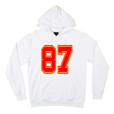 Red Number 87 White Yellow Football Basketball Soccer Fans Hoodie