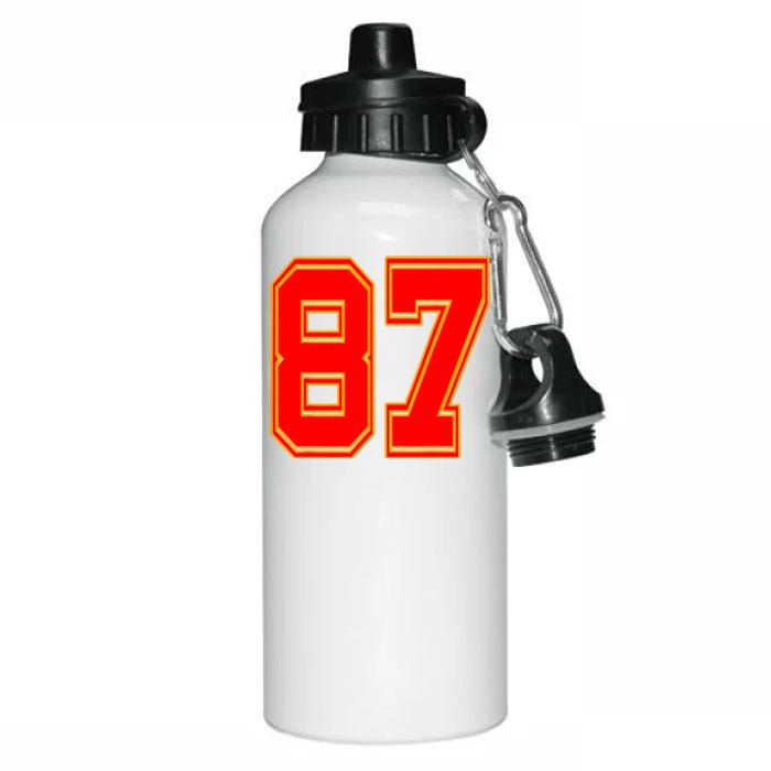 Red Number 87 White Yellow Football Basketball Soccer Fans Aluminum Water Bottle