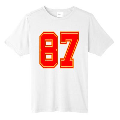 Red Number 87 White Yellow Football Basketball Soccer Fans Tall Fusion ChromaSoft Performance T-Shirt