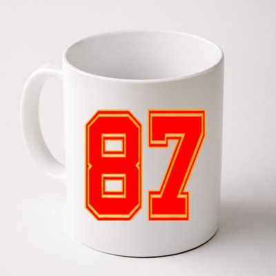 Red Number 87 White Yellow Football Basketball Soccer Fans Coffee Mug