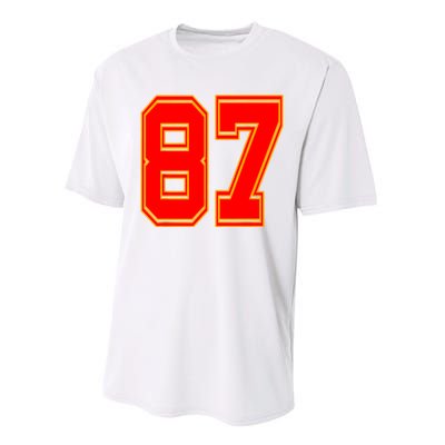 Red Number 87 White Yellow Football Basketball Soccer Fans Performance Sprint T-Shirt