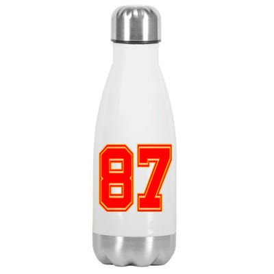 Red Number 87 White Yellow Football Basketball Soccer Fans Stainless Steel Insulated Water Bottle