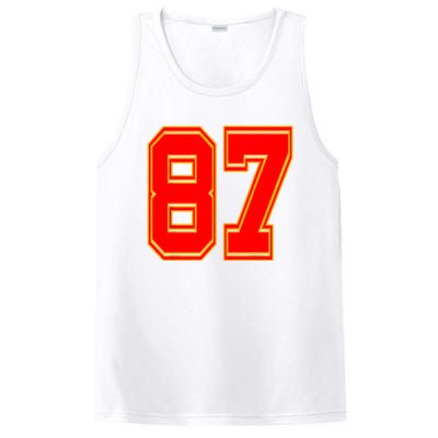 Red Number 87 White Yellow Football Basketball Soccer Fans PosiCharge Competitor Tank