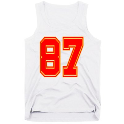 Red Number 87 White Yellow Football Basketball Soccer Fans Tank Top