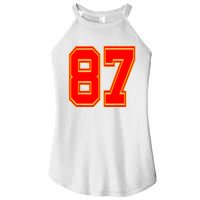 Red Number 87 White Yellow Football Basketball Soccer Fans Women’s Perfect Tri Rocker Tank