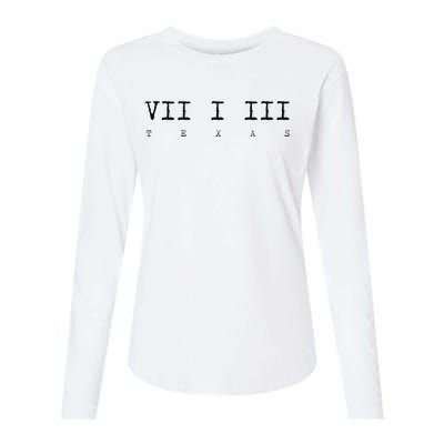 Roman Numeral Area Code 713 Texas Gift Womens Cotton Relaxed Long Sleeve T-Shirt