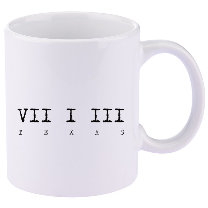 Roman Numeral Area Code 713 Texas Gift 11oz C Handle Ceramic Mug