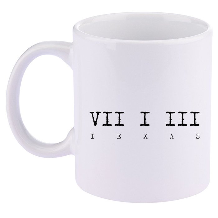 Roman Numeral Area Code 713 Texas Gift 11oz C Handle Ceramic Mug