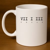 Roman Numeral Area Code 713 Texas Gift 11oz C Handle Ceramic Mug