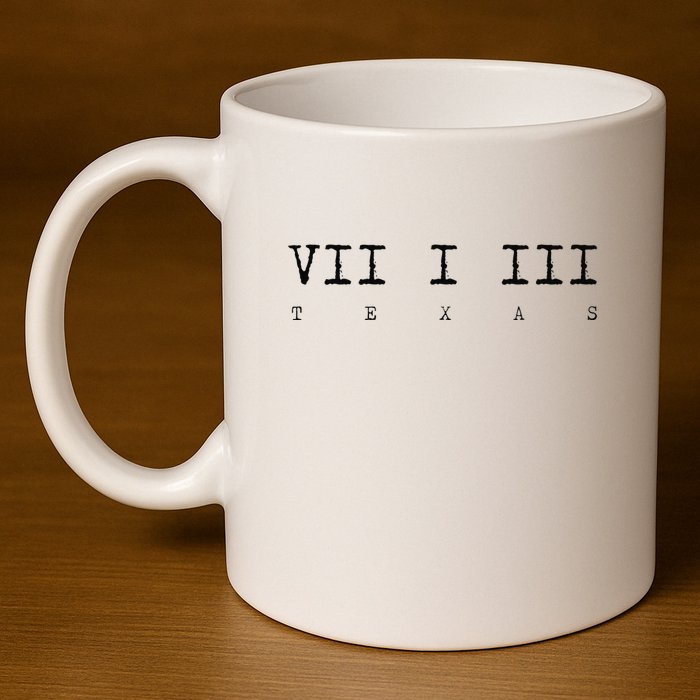 Roman Numeral Area Code 713 Texas Gift 11oz C Handle Ceramic Mug