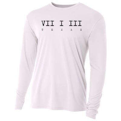 Roman Numeral Area Code 713 Texas Gift Cooling Performance Long Sleeve Crew