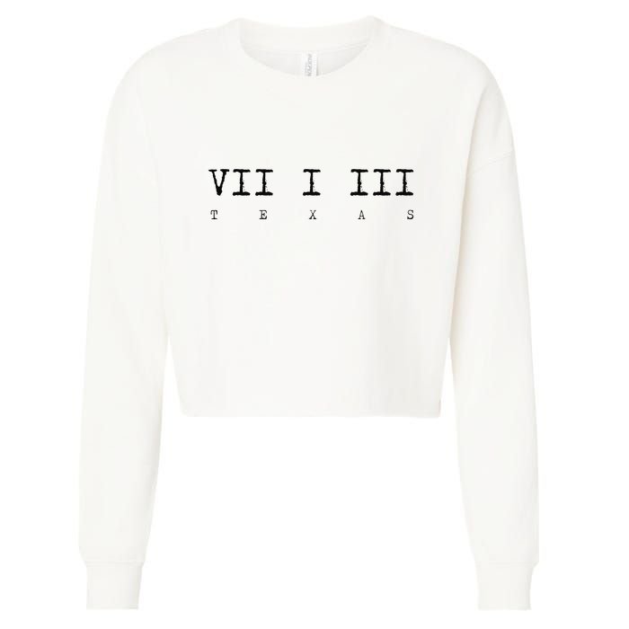 Roman Numeral Area Code 713 Texas Gift Cropped Pullover Crew