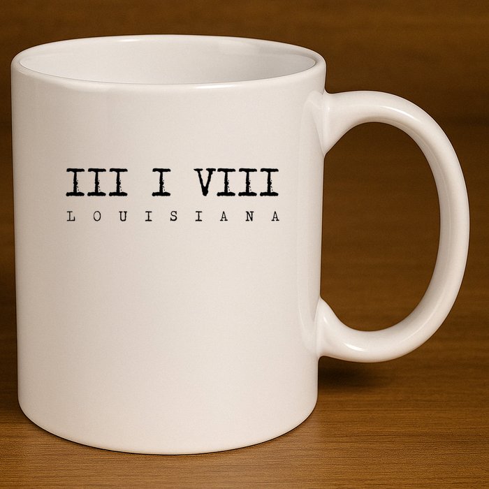 Roman Numeral Area Code 318 Louisiana Gift Home 11oz C Handle Ceramic Mug