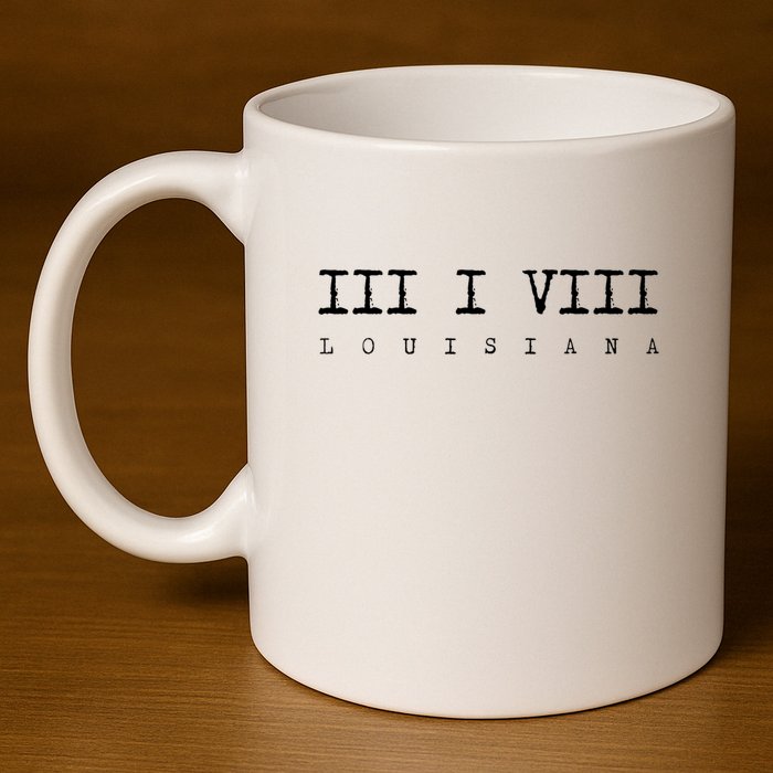 Roman Numeral Area Code 318 Louisiana Gift Home 11oz C Handle Ceramic Mug