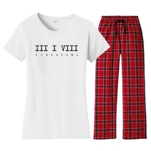 Roman Numeral Area Code 318 Louisiana Gift Home Women's Flannel Pajama Set