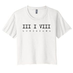 Roman Numeral Area Code 318 Louisiana Gift Home Women's Crop Top Tee