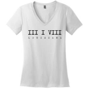 Roman Numeral Area Code 318 Louisiana Gift Home Women's V-Neck T-Shirt