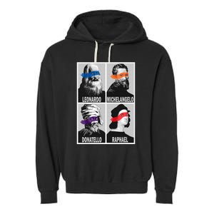 Renaissance Ninja Artists Poster Style Pop Garment-Dyed Fleece Hoodie