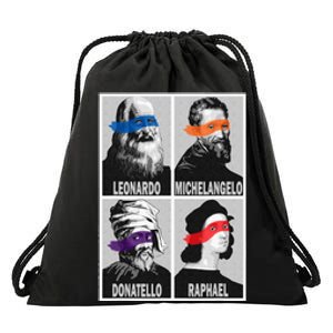 Renaissance Ninja Artists Poster Style Pop Drawstring Bag