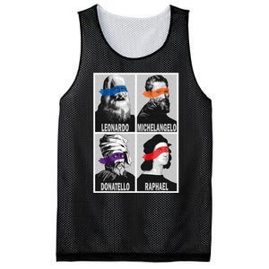 Renaissance Ninja Artists Poster Style Pop Mesh Reversible Basketball Jersey Tank