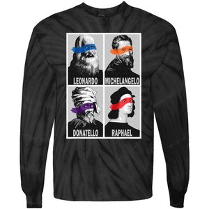 Renaissance Ninja Artists Poster Style Pop Tie-Dye Long Sleeve Shirt