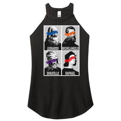 Renaissance Ninja Artists Poster Style Pop Women’s Perfect Tri Rocker Tank