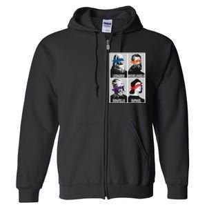 Renaissance Ninja Artists Poster Style Pop Full Zip Hoodie