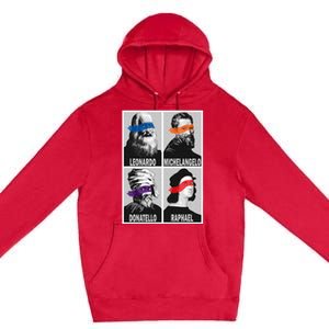 Renaissance Ninja Artists Poster Style Pop Premium Pullover Hoodie