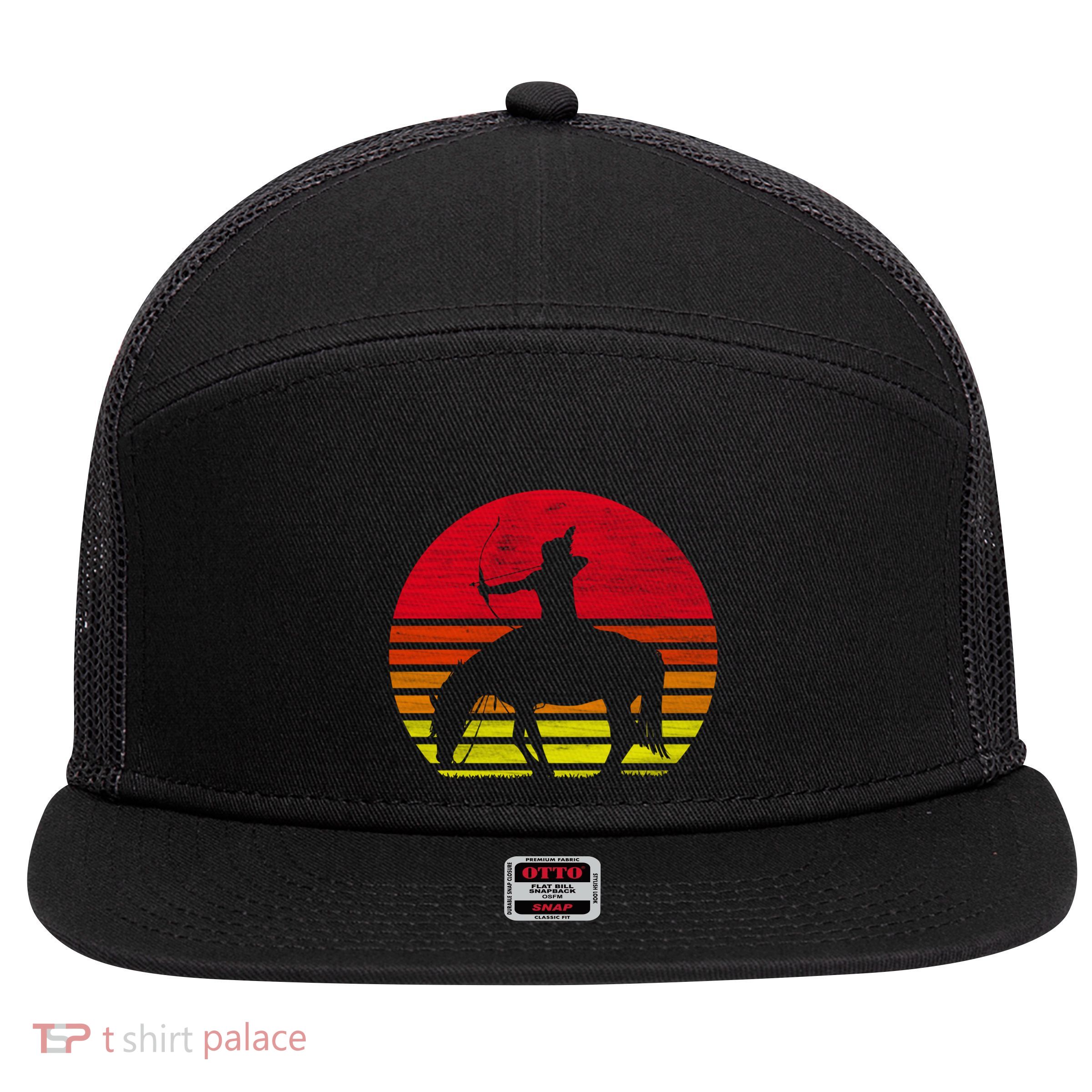Retro Native American Horse Gift 7 Panel Mesh Trucker Snapback Hat